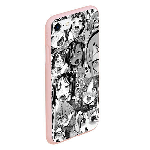 Чехол iPhone 7/8 матовый Ахегао паттерн / 3D-Светло-розовый – фото 2