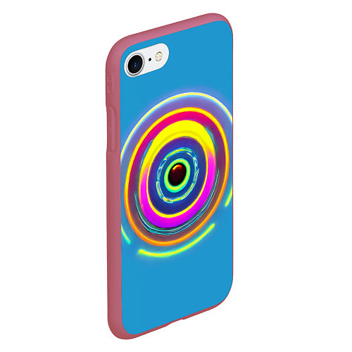 Чехол iPhone 7/8 матовый Гипнотические окружности / 3D-Малиновый – фото 2