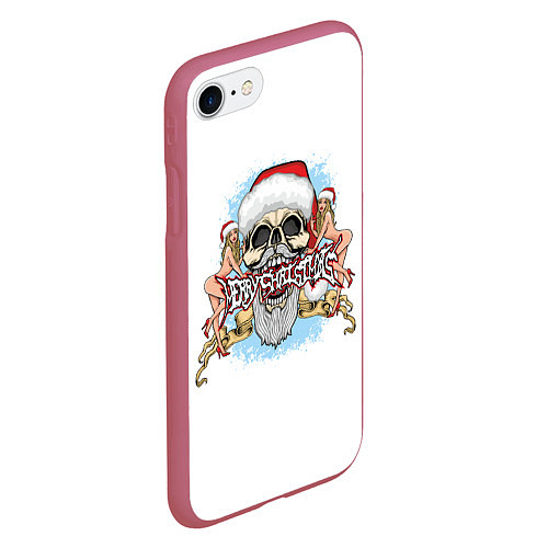 Чехол iPhone 7/8 матовый Merry Christmas Санта Хипстер / 3D-Малиновый – фото 2