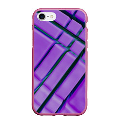 Чехол iPhone 7/8 матовый Фиолетовый фон и тёмные линии, цвет: 3D-малиновый