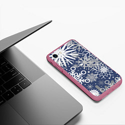 Чехол iPhone 7/8 матовый Волшебный снегопад, цвет: 3D-малиновый — фото 2