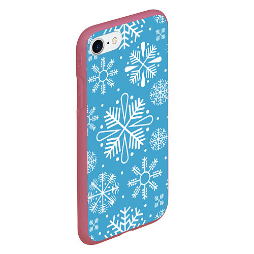 Чехол iPhone 7/8 матовый Snow in blue / 3D-Малиновый – фото 2