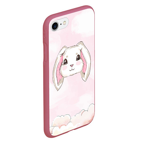 Чехол iPhone 7/8 матовый Милый белый кролик / 3D-Малиновый – фото 2