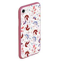 Чехол iPhone 7/8 матовый Новогодние ягоды и снежинки, цвет: 3D-малиновый — фото 2