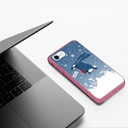 Чехол iPhone 7/8 матовый Напряженный зайка, цвет: 3D-малиновый — фото 2
