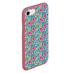 Чехол iPhone 7/8 матовый Весенний цветочный паттерн, цвет: 3D-малиновый — фото 2