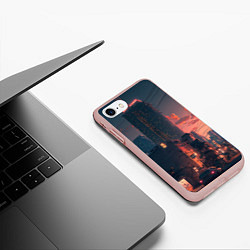 Чехол iPhone 7/8 матовый Киото на закате, цвет: 3D-светло-розовый — фото 2