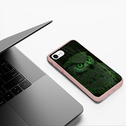 Чехол iPhone 7/8 матовый Сова в стиле ASCII-графики, цвет: 3D-светло-розовый — фото 2