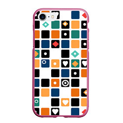 Чехол iPhone 7/8 матовый Разноцветный геометрический узор Мозаика, цвет: 3D-малиновый