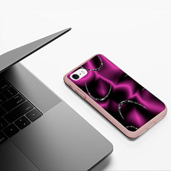 Чехол iPhone 7/8 матовый Снежный месяц на ткани, цвет: 3D-светло-розовый — фото 2