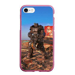 Чехол iPhone 7/8 матовый Fallout 4 Power Armor x-01, цвет: 3D-малиновый