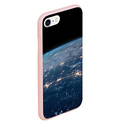 Чехол iPhone 7/8 матовый Планета, космос и огни, цвет: 3D-светло-розовый — фото 2