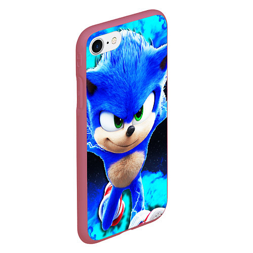 Чехол iPhone 7/8 матовый Sonic неоновый дым / 3D-Малиновый – фото 2