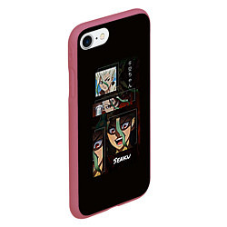 Чехол iPhone 7/8 матовый Доктор Стоун аниме, цвет: 3D-малиновый — фото 2