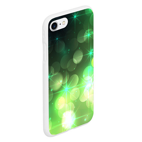 Чехол iPhone 7/8 матовый Неоновый зеленый блеск и черный фон / 3D-Белый – фото 2