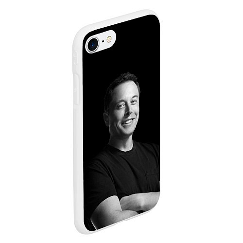 Чехол iPhone 7/8 матовый Илон Маск, портрет / 3D-Белый – фото 2