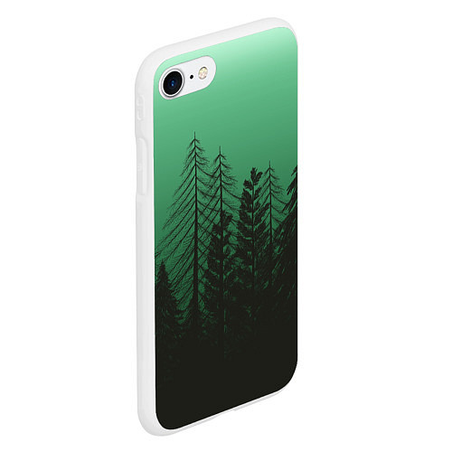 Чехол iPhone 7/8 матовый Зелёный туманный лес / 3D-Белый – фото 2