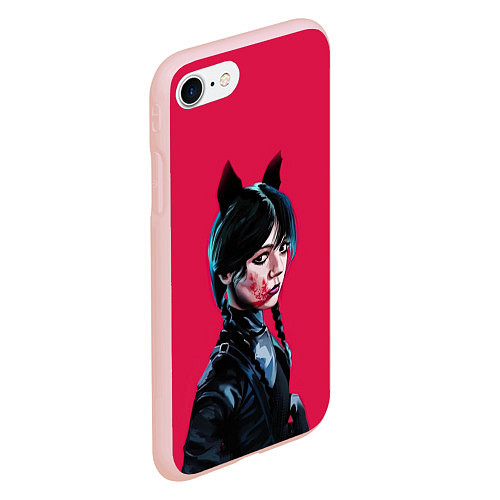 Чехол iPhone 7/8 матовый Wednesday black kitty / 3D-Светло-розовый – фото 2