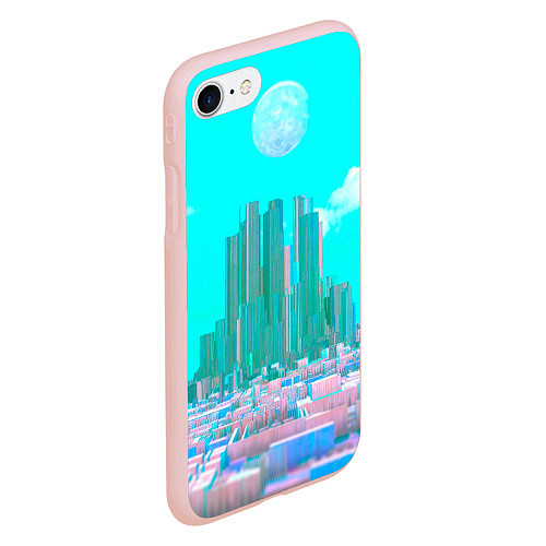 Чехол iPhone 7/8 матовый Нейронный сай-фай кибергород / 3D-Светло-розовый – фото 2