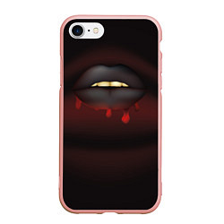 Чехол iPhone 7/8 матовый Черные губы, цвет: 3D-светло-розовый