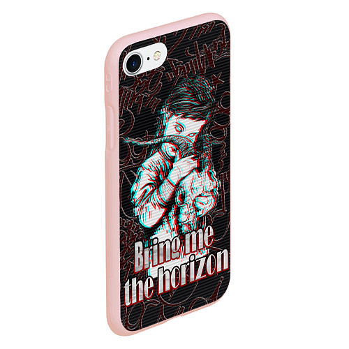 Чехол iPhone 7/8 матовый Bring me the horizon девочка с черепом / 3D-Светло-розовый – фото 2