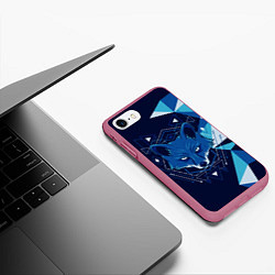 Чехол iPhone 7/8 матовый Голова синей лисы, цвет: 3D-малиновый — фото 2