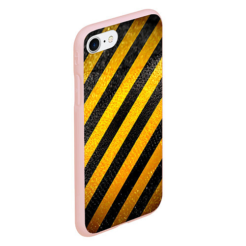 Чехол iPhone 7/8 матовый Черно-желтая опасность / 3D-Светло-розовый – фото 2