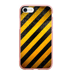 Чехол iPhone 7/8 матовый Черно-желтая опасность, цвет: 3D-светло-розовый