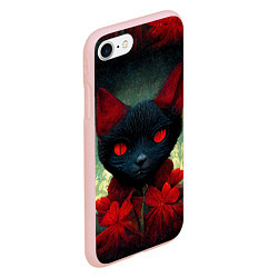 Чехол iPhone 7/8 матовый Dark cat, цвет: 3D-светло-розовый — фото 2