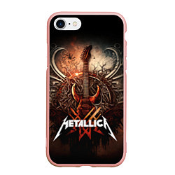 Чехол iPhone 7/8 матовый Metallica гитара и логотип, цвет: 3D-светло-розовый