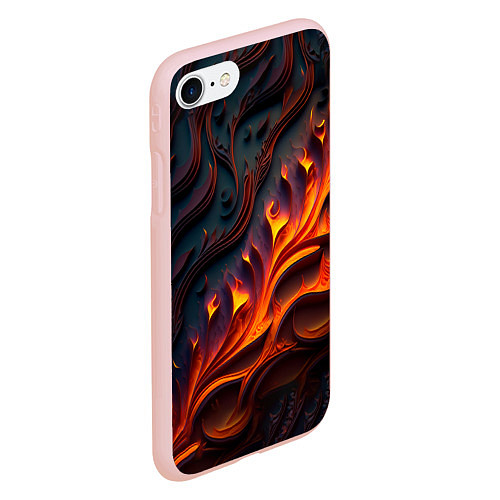 Чехол iPhone 7/8 матовый Огненный орнамент с языками пламени / 3D-Светло-розовый – фото 2