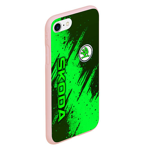 Чехол iPhone 7/8 матовый Skoda - green / 3D-Светло-розовый – фото 2