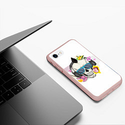 Чехол iPhone 7/8 матовый Черепок в очках, цвет: 3D-светло-розовый — фото 2