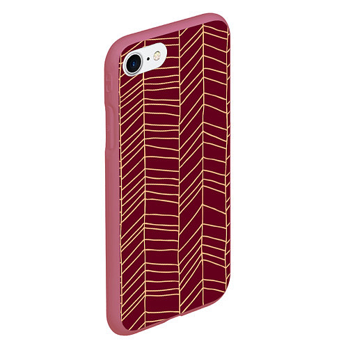 Чехол iPhone 7/8 матовый Красный фон и пудровые линии паттерн / 3D-Малиновый – фото 2