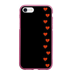 Чехол iPhone 7/8 матовый Дорожка разбитых сердец - темный, цвет: 3D-малиновый