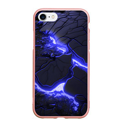 Чехол iPhone 7/8 матовый Красивая синяя неоновая лава, цвет: 3D-светло-розовый