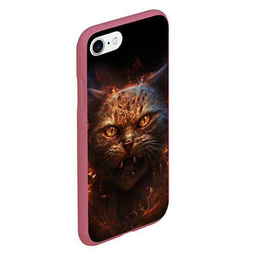 Чехол iPhone 7/8 матовый Огненный кот / 3D-Малиновый – фото 2