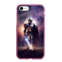 Чехол iPhone 7/8 матовый Космический рыцарь, цвет: 3D-малиновый
