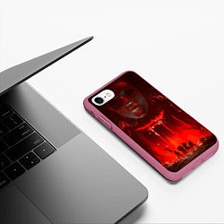 Чехол iPhone 7/8 матовый Призрак Цусимы, цвет: 3D-малиновый — фото 2