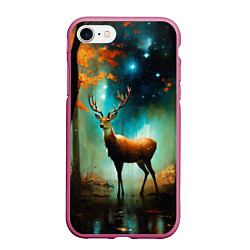 Чехол iPhone 7/8 матовый Лесной олень, цвет: 3D-малиновый