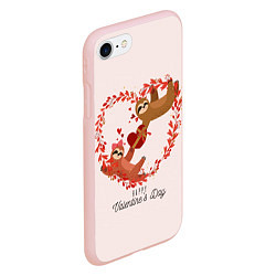 Чехол iPhone 7/8 матовый Милая пара ленивцев в день святого валентина, цвет: 3D-светло-розовый — фото 2