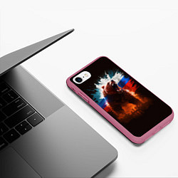 Чехол iPhone 7/8 матовый Ярость Медведя, цвет: 3D-малиновый — фото 2