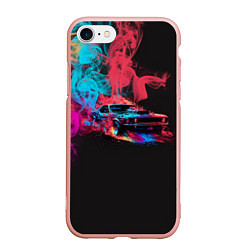 Чехол iPhone 7/8 матовый Ford Mustang, цвет: 3D-светло-розовый