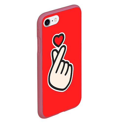 Чехол iPhone 7/8 матовый К- Heart / 3D-Малиновый – фото 2