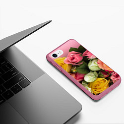Чехол iPhone 7/8 матовый Букет красивых роз, цвет: 3D-малиновый — фото 2