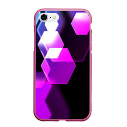 Чехол iPhone 7/8 матовый Неоновая нейросеть соты, цвет: 3D-малиновый