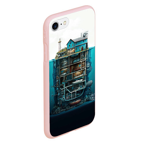 Чехол iPhone 7/8 матовый Подводный дом / 3D-Светло-розовый – фото 2