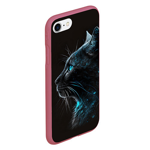 Чехол iPhone 7/8 матовый Кошечка с голубыми глазами / 3D-Малиновый – фото 2