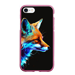 Чехол iPhone 7/8 матовый Красочная лисичка, цвет: 3D-малиновый