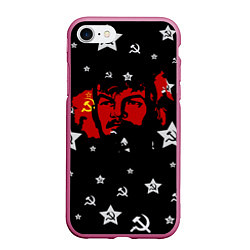 Чехол iPhone 7/8 матовый Ленин на фоне звезд
